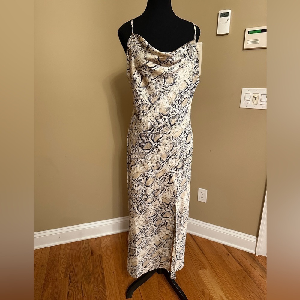 Paperheart Animal Snake Python Print Slip dress satin. Size L. NWOT